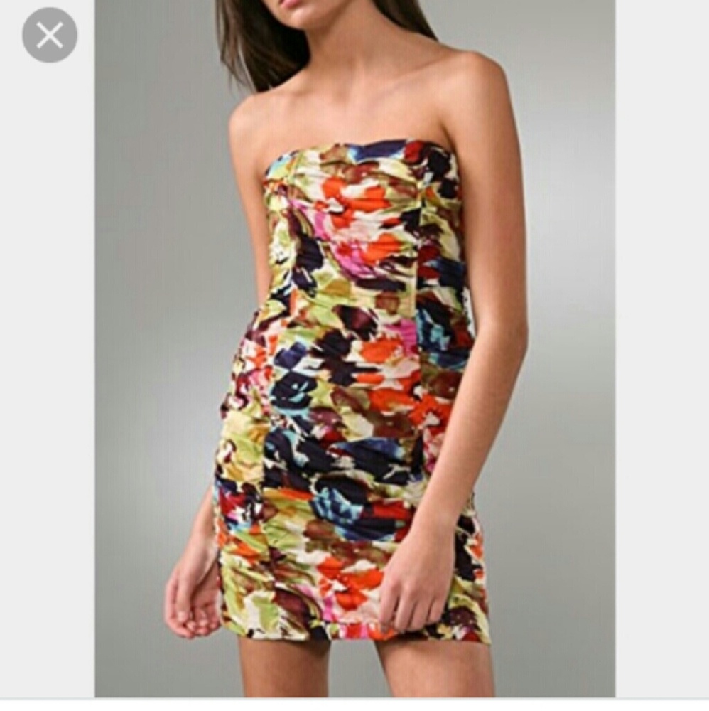 Bb Dakota multi colored strapless dress